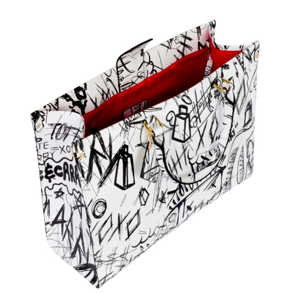 Tote & Carry Large Hand Drawn Graffiti Tote Bag - Picture 3 of 7